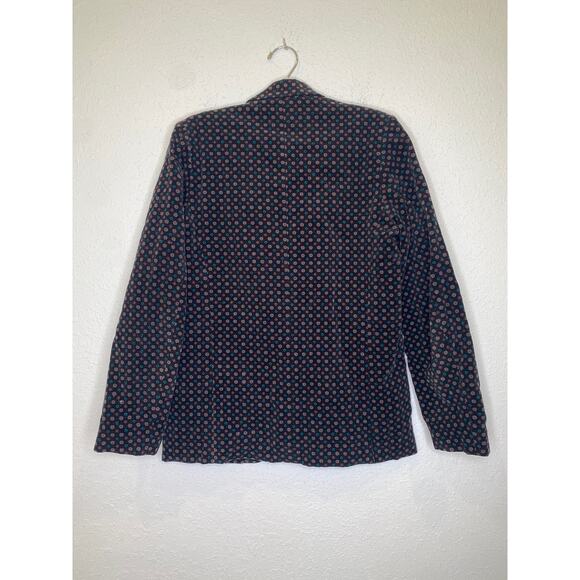 JR Bentley Japanese Velour Geometric Print Blazer Jacket Cotton Lined EUC Sz M - Picture 8 of 13